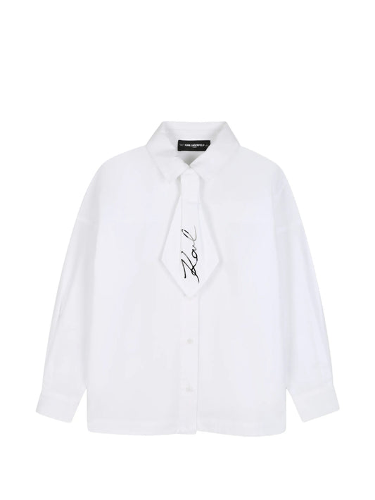 KARL LAGERFELD KIDS LOGO-PRINT TIE-DETAIL SHIRT