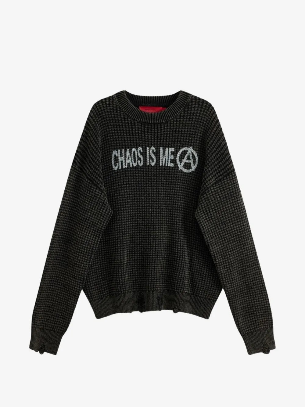ACUPUNCTURE FASHION DISTRESSED WAFFLE-KNIT SWEATER