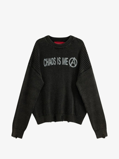 ACUPUNCTURE FASHION DISTRESSED WAFFLE-KNIT SWEATER