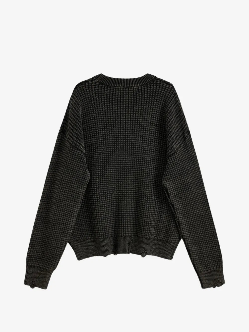 ACUPUNCTURE FASHION DISTRESSED WAFFLE-KNIT SWEATER