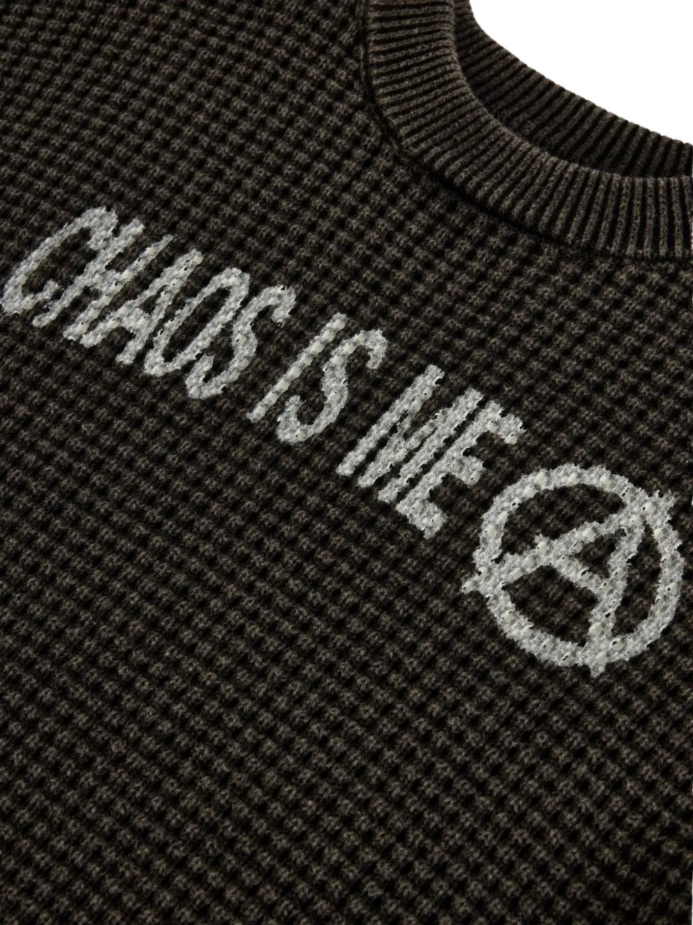 ACUPUNCTURE FASHION DISTRESSED WAFFLE-KNIT SWEATER