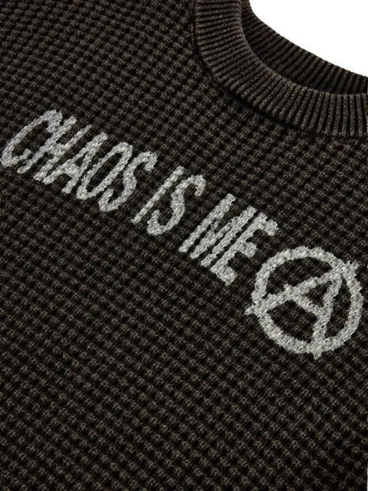 ACUPUNCTURE FASHION DISTRESSED WAFFLE-KNIT SWEATER