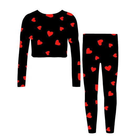 TC THE FESTIVE DROP HEARTS ALLOVER ATHLETIC SET
