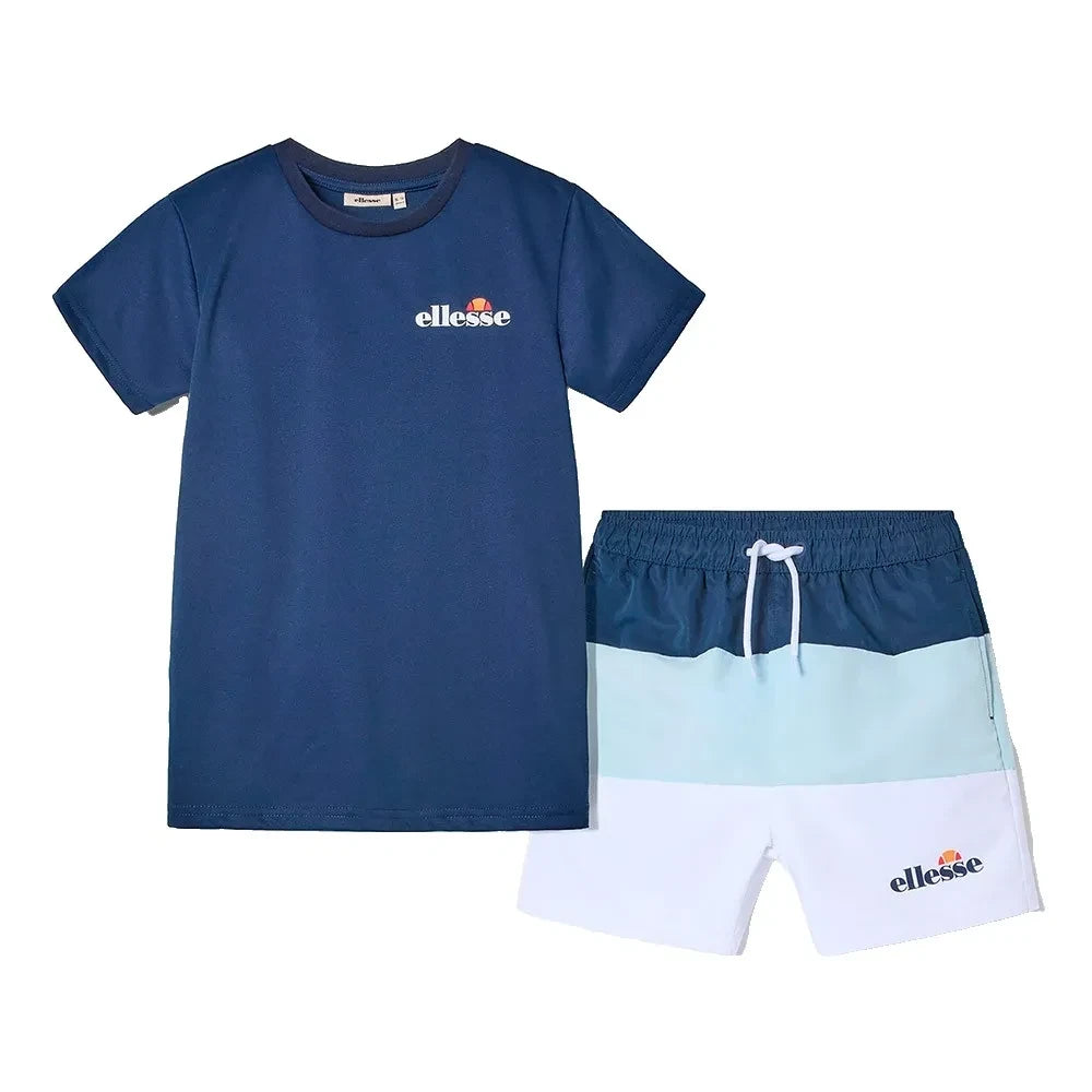 ELLESSE BOYS VACERO T SHIRT & SHORT SET