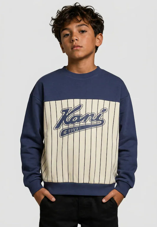 KARL KANI KIDS VARSITY PINSTRIPE SWEATSHIRT