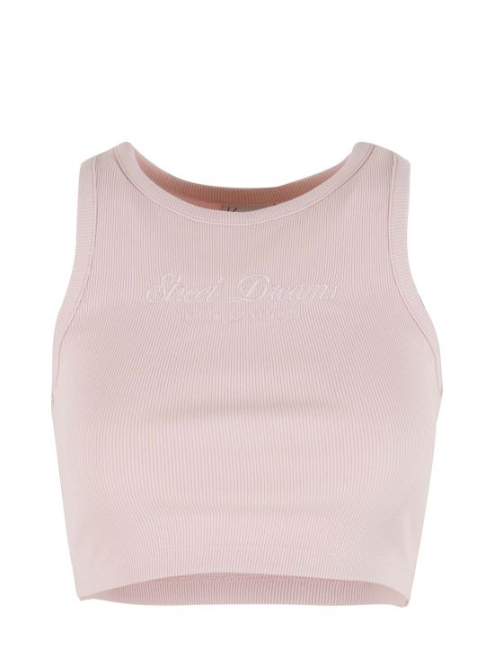 KARL KANI WOMAN SLOGAN RIB CROPPED RACER TOP
