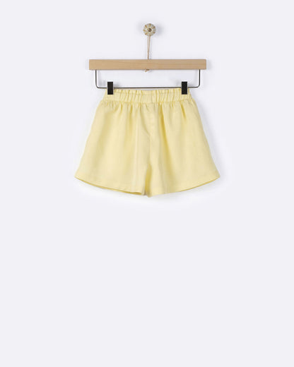 YELL-OH AVRA MINI TENCEL & LINEN BERMUDA SHORTS SUNSHINE