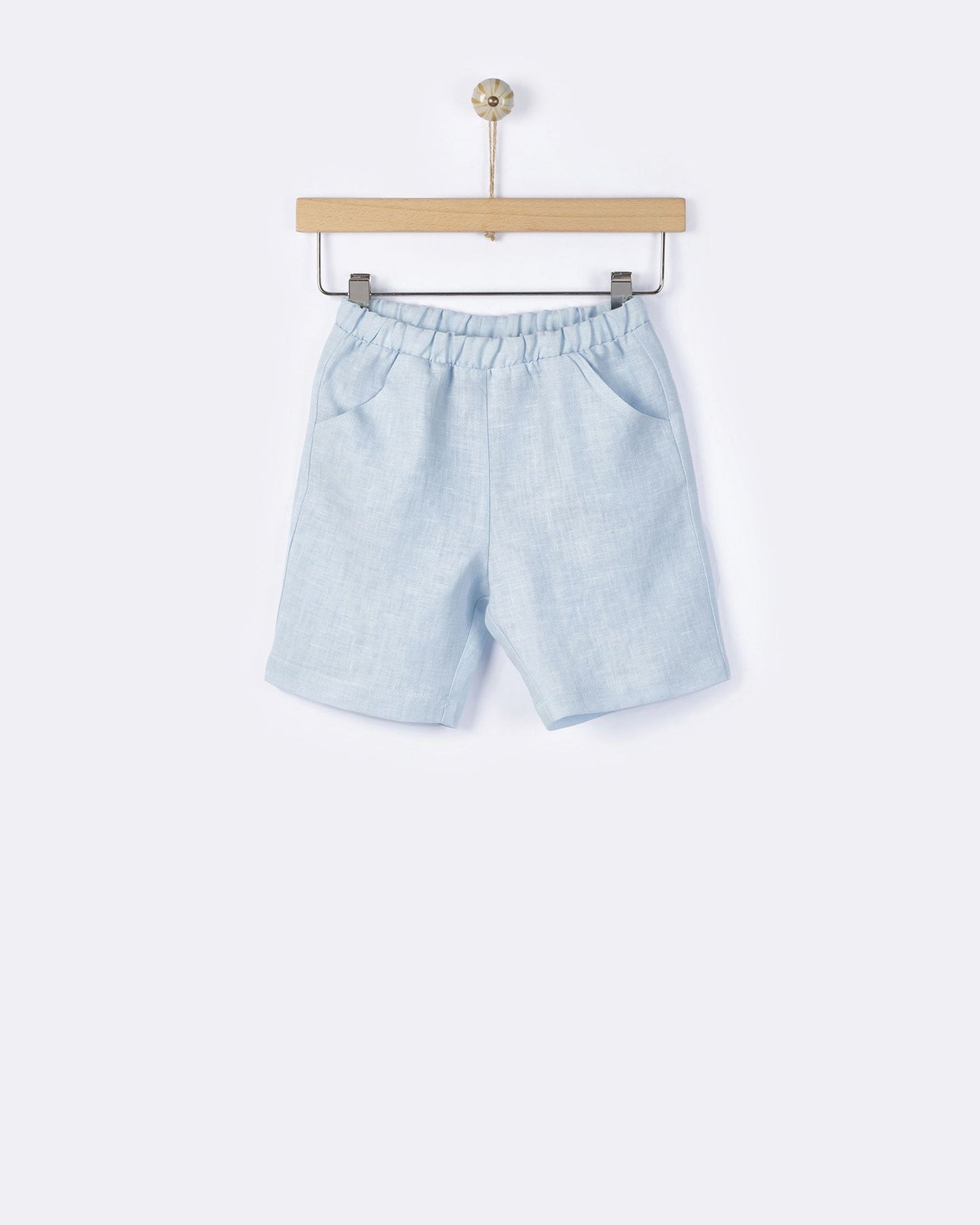 YELL-OH HERMES LINEN BERMUDA SHORTS AETHER BLUE