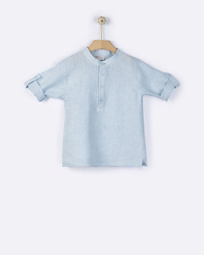 YELLO-OH HERMES LINEN TUNIC AETHER BLUE