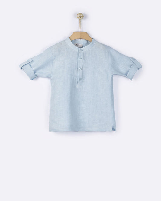 YELLO-OH HERMES LINEN TUNIC AETHER BLUE
