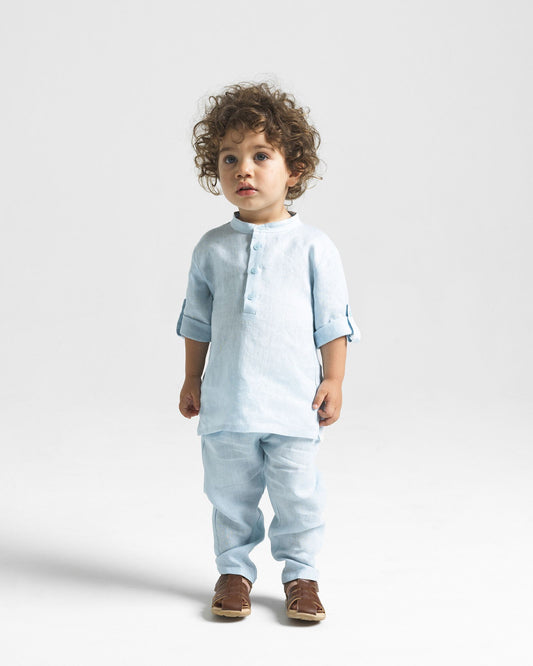 YELLO-OH HERMES LINEN TUNIC AETHER BLUE