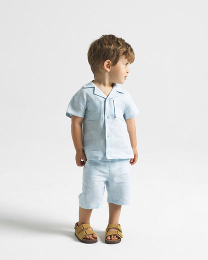 YELL-OH HERMES LINEN SHIRT AETHER BLUE