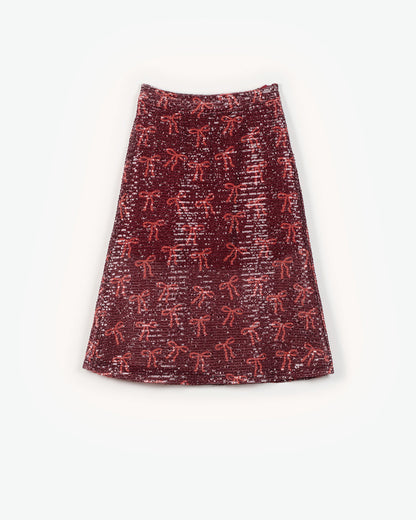 YELLO-OH! SEQUIN BOWS ALLOVER SKIRT