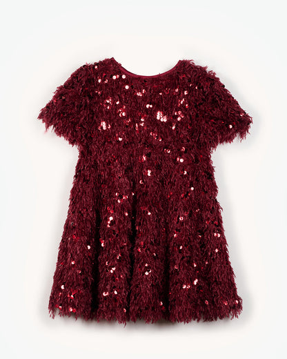 YELLO-OH! LADY DRESS WITH FLOWERS & SEQUINS