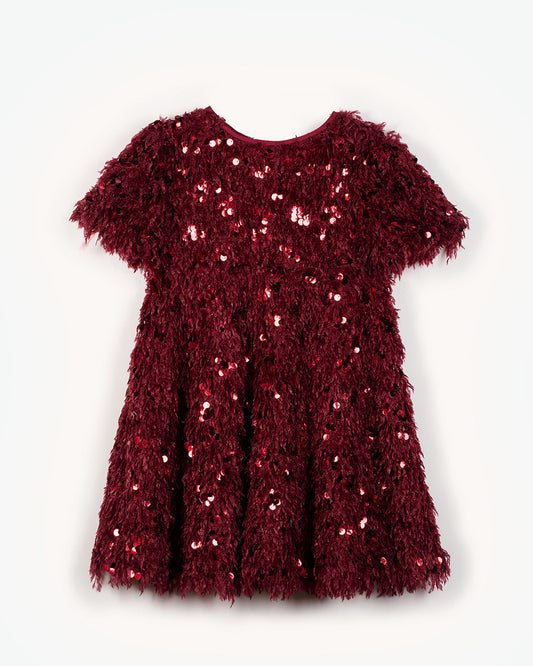 YELLO-OH! LADY DRESS WITH FLOWERS & SEQUINS