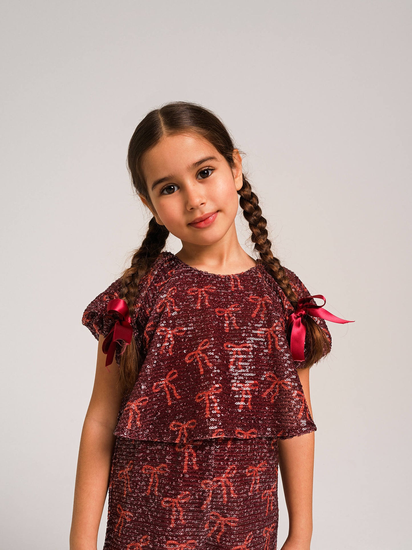 YELL-OH! DOUBLE SEQUIN BOWS ALLOVER JUMPSUIT