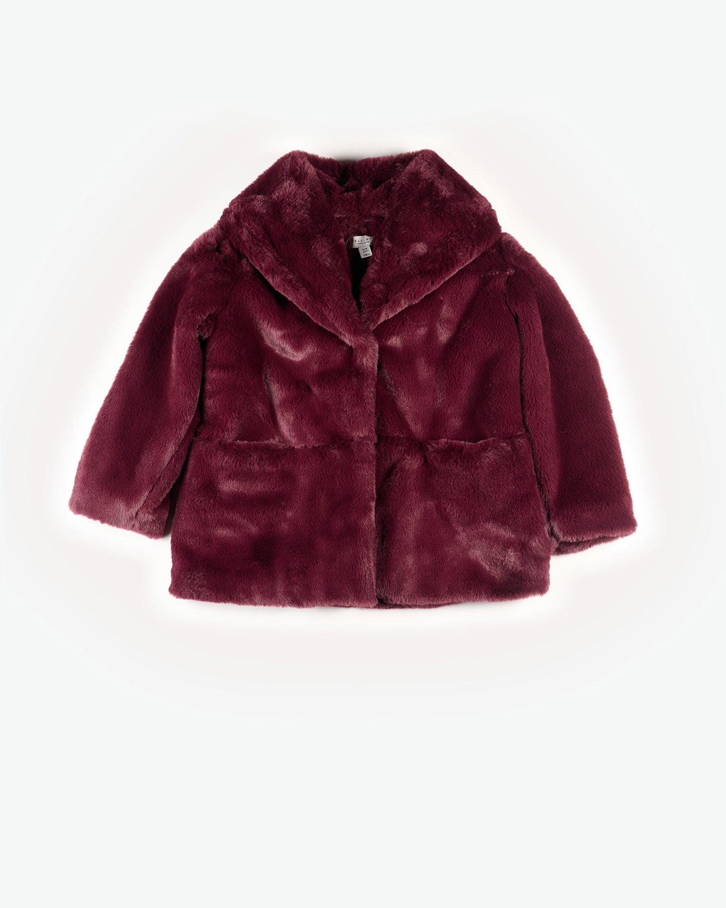 YELLO-OH! FAUX FUR COAT WITH BURGUNDY FALL