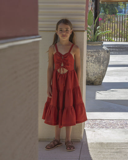 YELL-OH GAIA LINEN DRESS THIRA RED