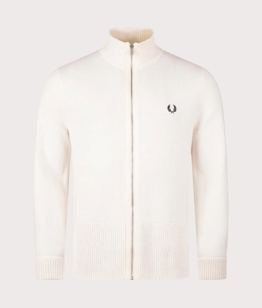 FRED PERRY CHUNKY RIB ZIP THROUGH KNITTED CARDIGAN