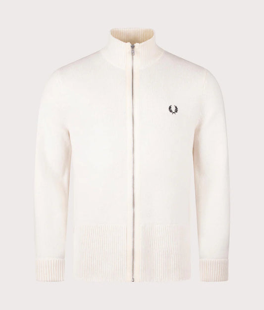 FRED PERRY CHUNKY RIB ZIP THROUGH KNITTED CARDIGAN
