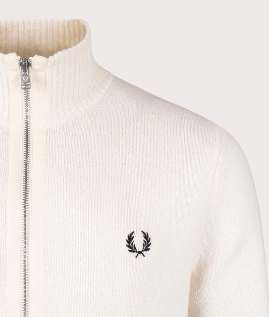 FRED PERRY CHUNKY RIB ZIP THROUGH KNITTED CARDIGAN