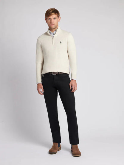 U.S POLO ASSN HALF-ZIP SWEATER IN COTTON & CASHMERE BLEND
