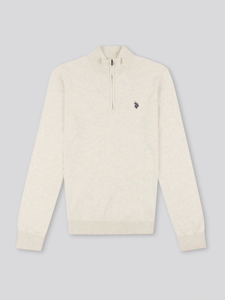 U.S POLO ASSN HALF-ZIP SWEATER IN COTTON & CASHMERE BLEND
