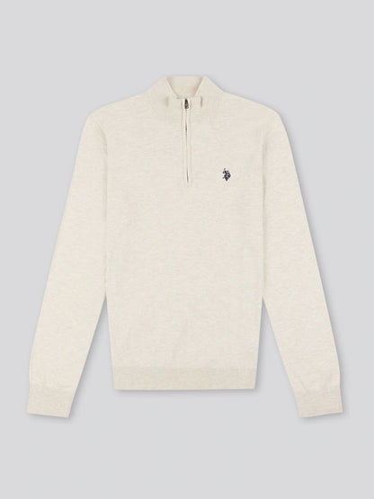 U.S POLO ASSN HALF-ZIP SWEATER IN COTTON & CASHMERE BLEND