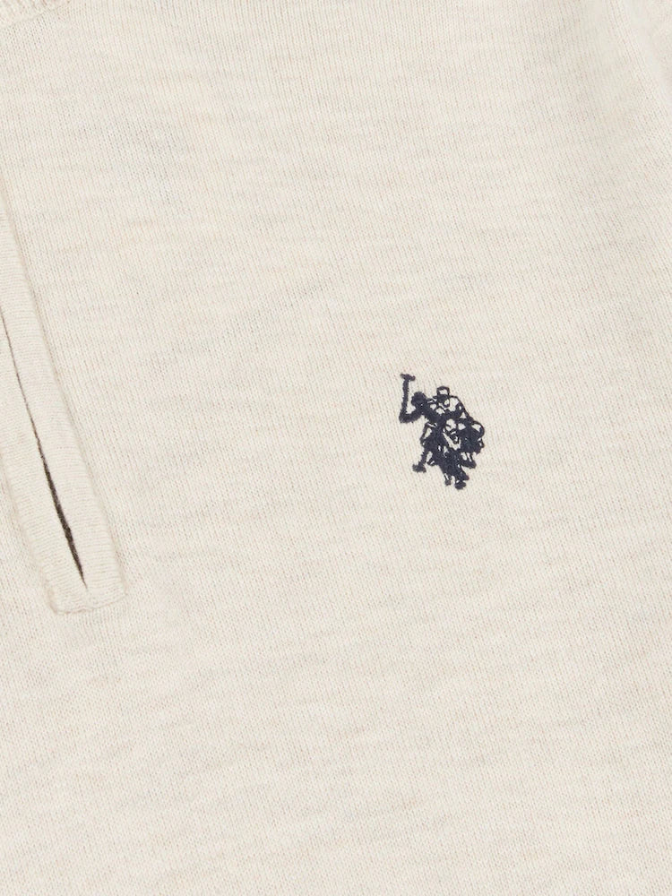U.S POLO ASSN HALF-ZIP SWEATER IN COTTON & CASHMERE BLEND