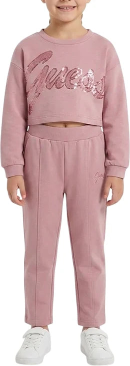 GUESS KIDS SEQUINS LOGO SET SWEATSHIRT & PANTS