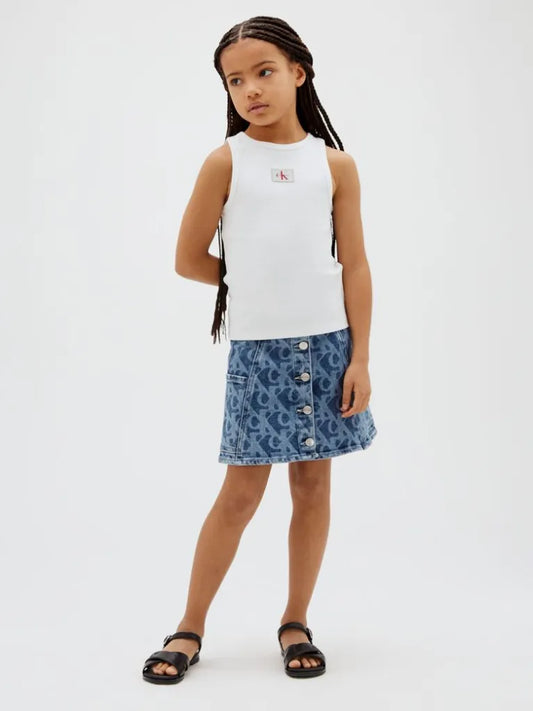 CALVIN KLEIN KIDS DENIM LOGO SKIRT