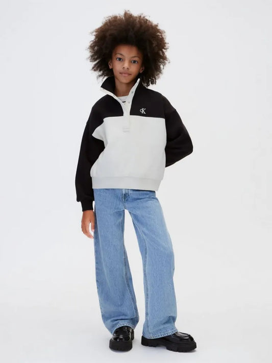 CALVIN KLEIN KIDS COLORBLOCK HALF ZIP SWEATSHIRT