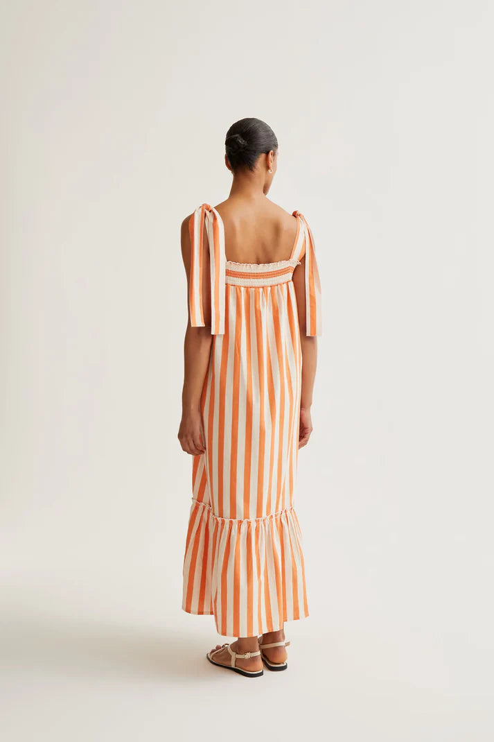 COMPANIA FANTASTICA LONG DRESS WITH BAMBOO ORANGE PRINT