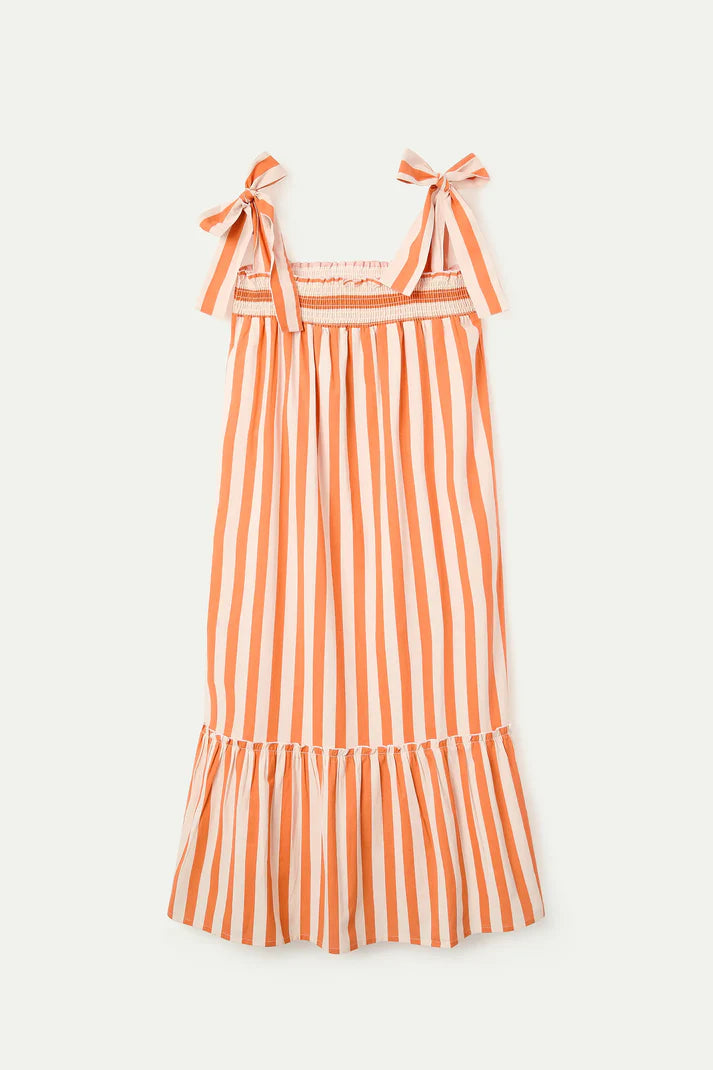 COMPANIA FANTASTICA LONG DRESS WITH BAMBOO ORANGE PRINT