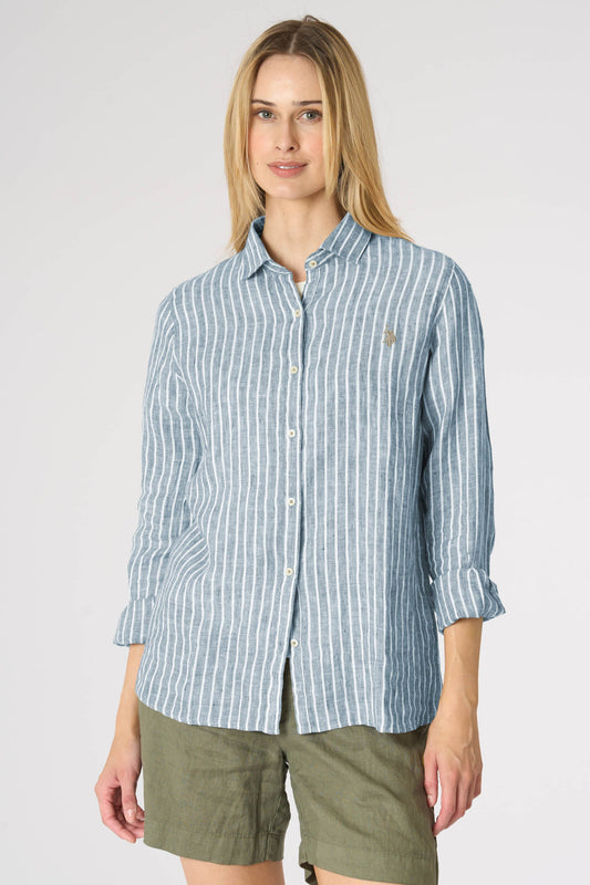 U.S POLO ASSN WOMAN STRIPED LINEN SHIRT