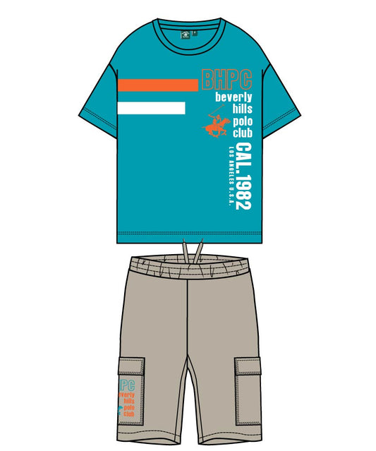 BEVERLY HILLS POLO CLUB KIDS SET T SHIRT & CARGO SHORT