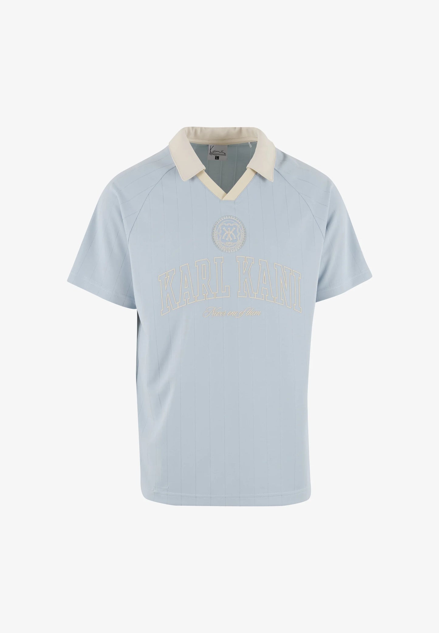 KARL KANI HERITAGE EMBLEM PINSTRIPE T SHIRT