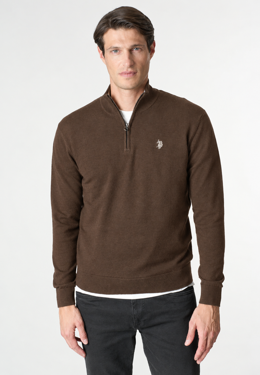 U.S POLO ASSN HALF-ZIP SWEATER IN COTTON & CASHMERE BLEND