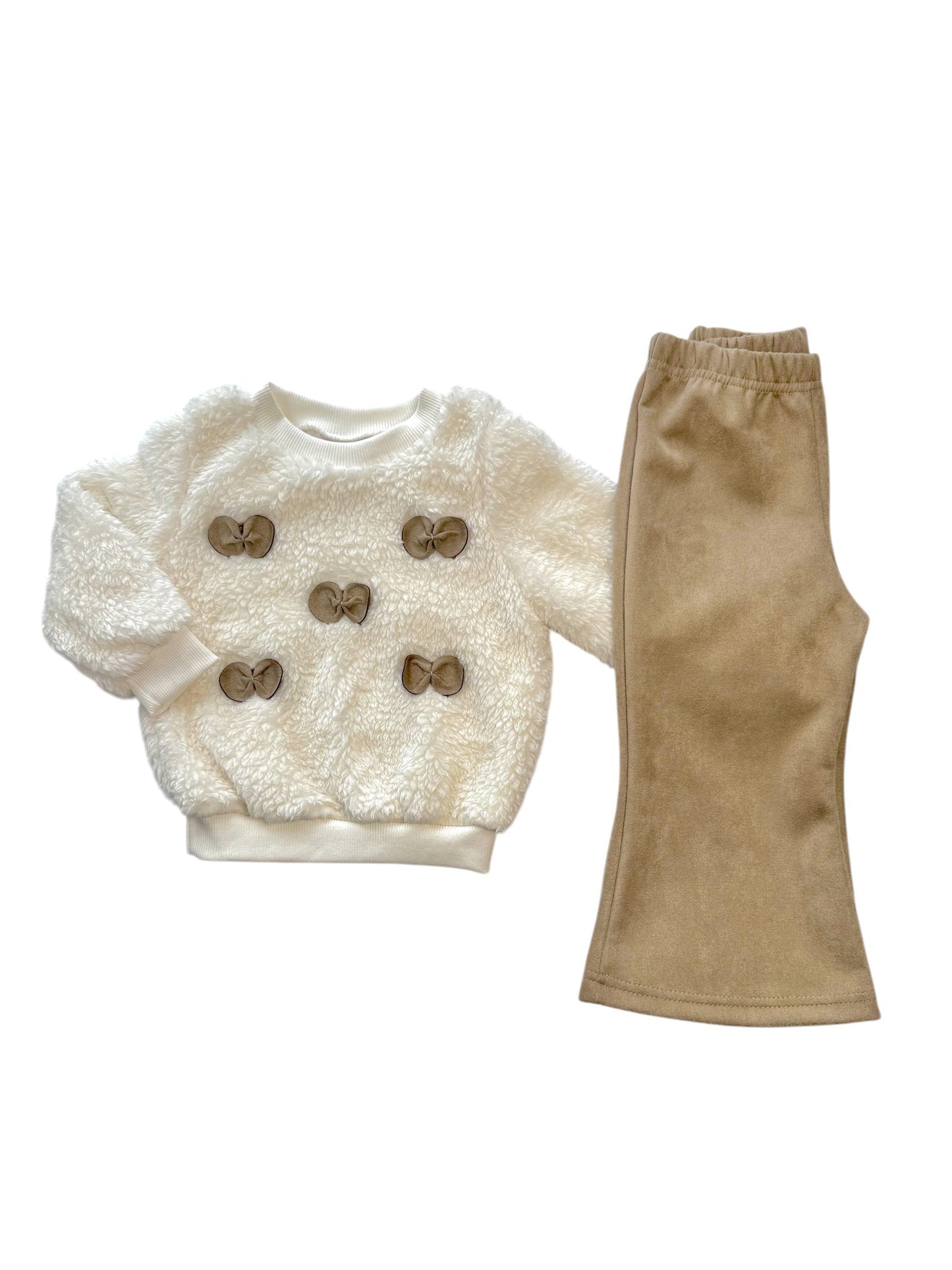 SWEET BABY GIRLS FUR JUMPER AND LEGGINGS SET