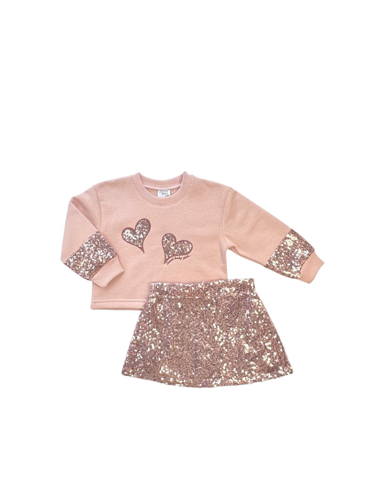 SWET BABY GIRLS SET GLITTER SKIRT AND JUMPER