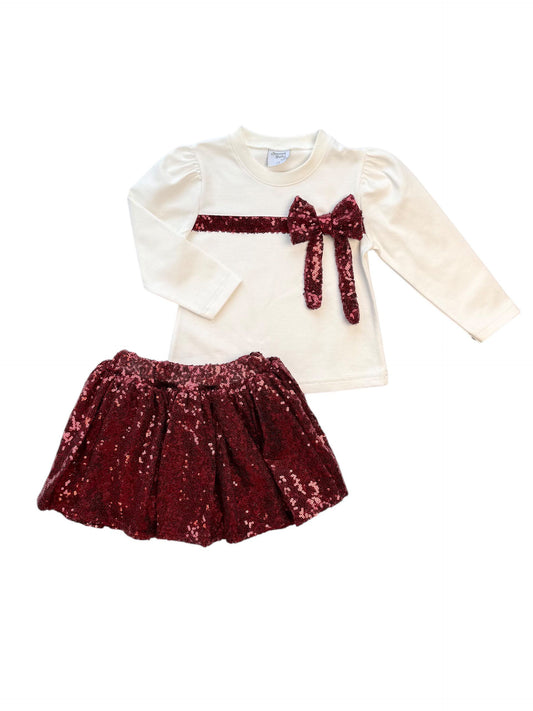 SWEET BABY GIRLS SET BLOUSE WIH BOW AND GLITTER SKIRT