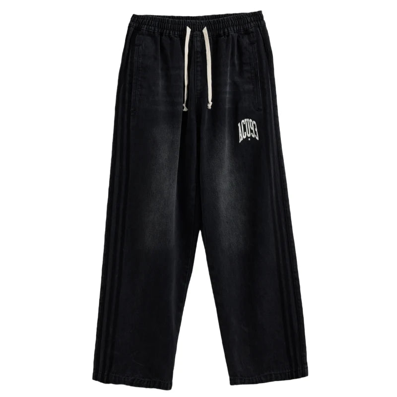ACUPUNCTURE FASHION OVERSIZED SPORTY DENIM PANTS