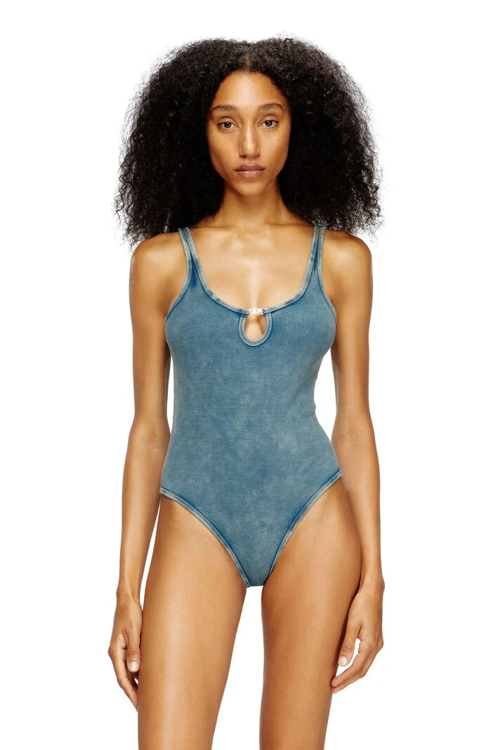 DIESEL WOMAN BODYSUIT IN MARBLE-WASHED STRETCH COTTON