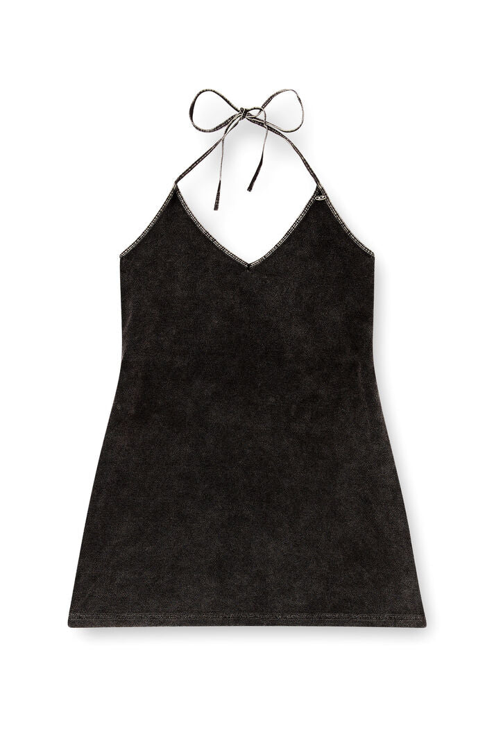 DIESEL WOMAN MILVA-DNM MINI DRESS IN TREATED TOWELLING FABRIC
