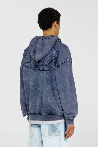 DIESEL ZIP-UP HOODIE IN TREATED COTTON FLEECE