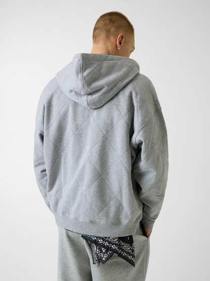 GUESS JEANS OVERSIZED QUILTED ZIP UP HOODIE