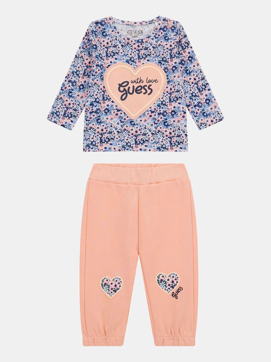 GUESS ALLOVER PRINT SET ACTIVE TOP & PANTS