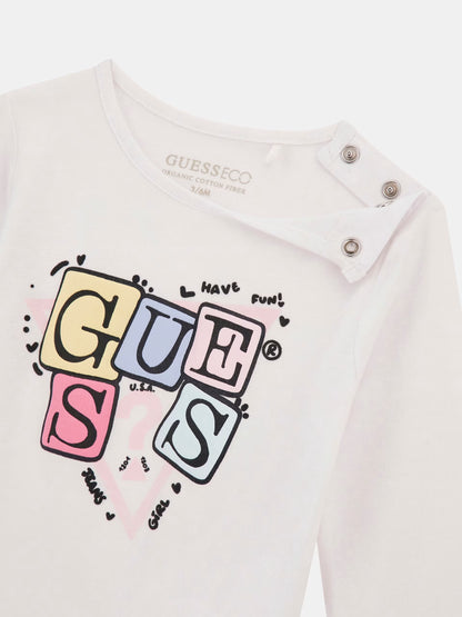 GUESS LS LETTERS PRINT T SHIRT