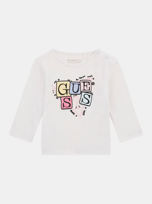 GUESS LS LETTERS PRINT T SHIRT