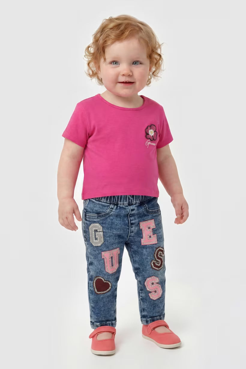GUESS KIDS PAPER BAG STRETCH DENIM PANTS